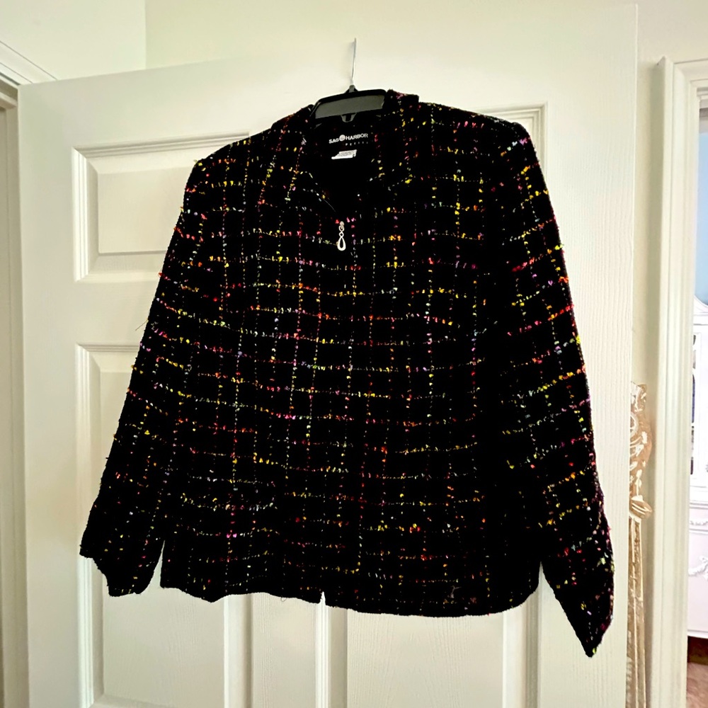 Sag Harbor Black MulticolorTweed Boucle  Blazer